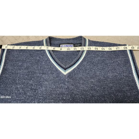 VTG 90s Xtreme  Gear Gray V Neck Seeveless Artificial Wool Sweater Vest Mens XL - Picture 3 of 7